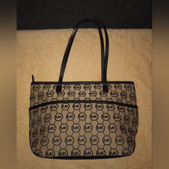 MICHAEL KORS JET SET SIGNATURE MK LOGO TOTE  BROWN/BLACK - Picture 4 of 16
